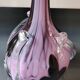 Elegant Large vase, Murano/Italy. Floral/Calla shape collar. Decorated with scrolls/lilac/plum waves. High 43 cm
