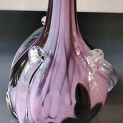 Elegant Large vase, Murano/Italy. Floral/Calla shape collar. Decorated with scrolls/lilac/plum waves. High 43 cm
