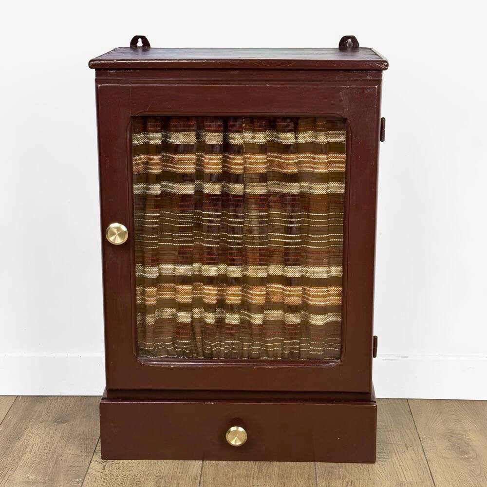 Antique wooden and glass wall cabinet