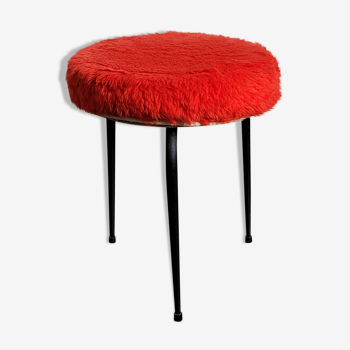 Vintage red moumoute tripod stool