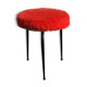 Tabouret tripode moumoute rouge vintage