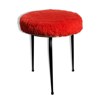 Vintage red moumoute tripod stool