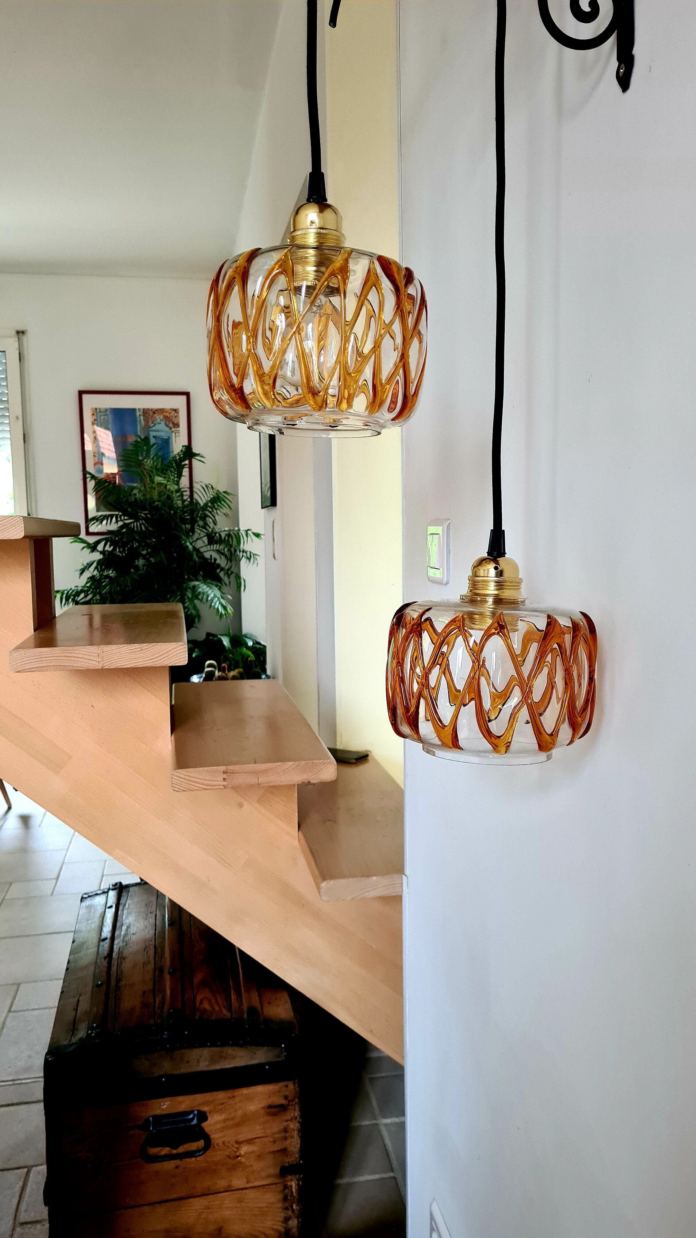 Amber blown glass suspension