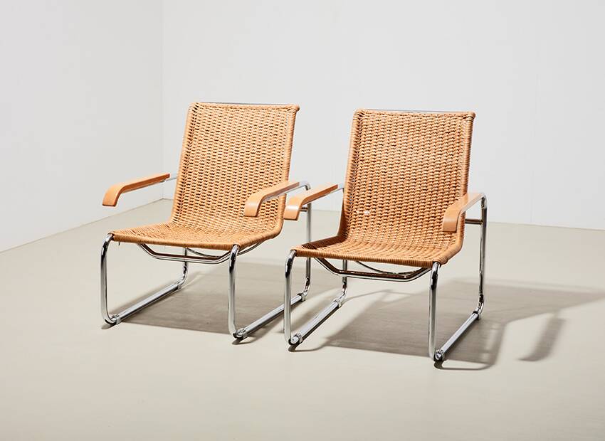 Marcel Breuer Pair of B35 Lounge Chairs for Thonet 1990s
