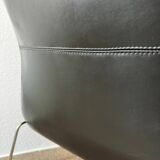 Black leather armchairs, Italian design, 70s (X2)