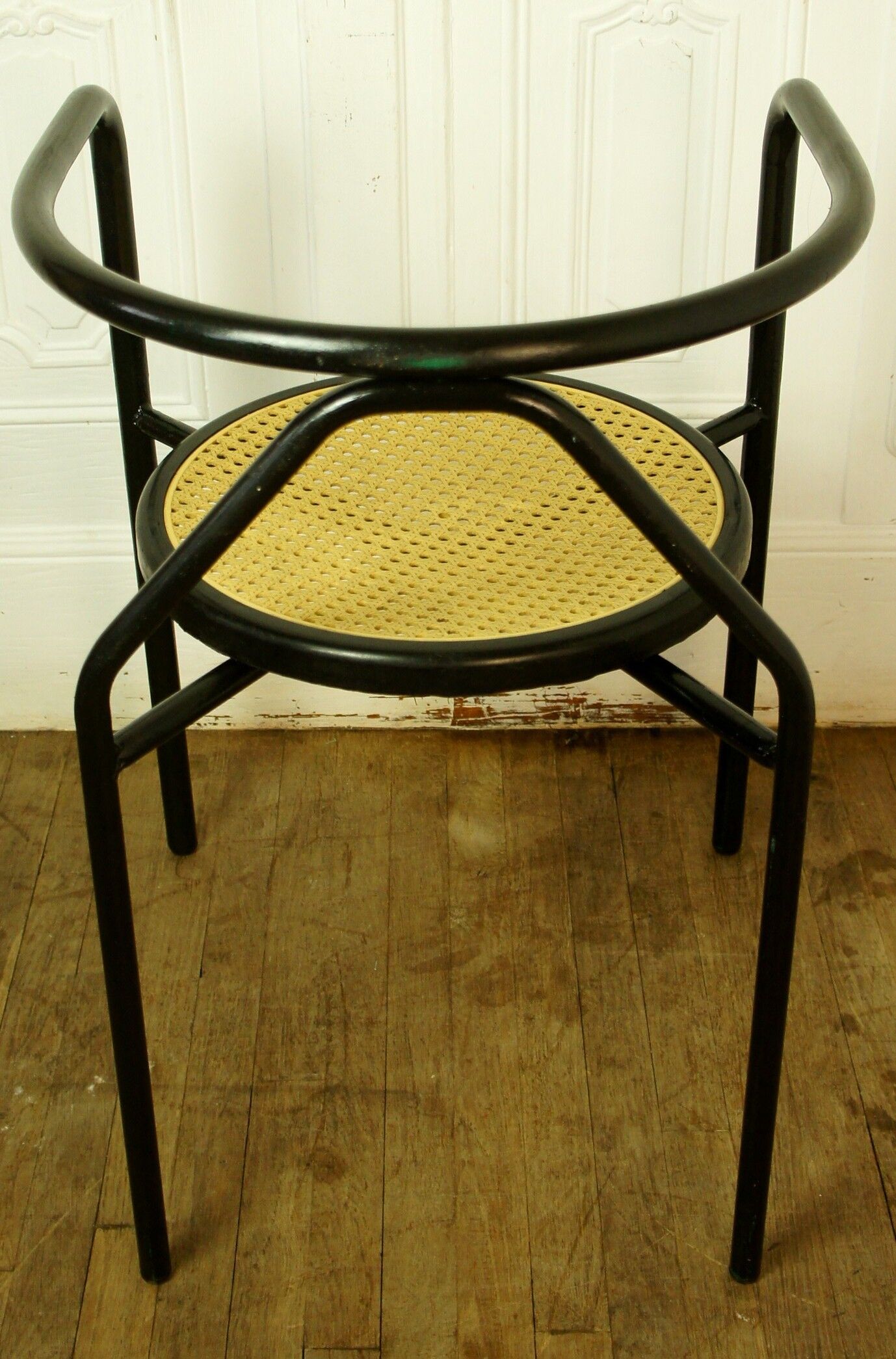 Set de 6 fauteuils minimalistes "Bauhaus" en métal & cannage
