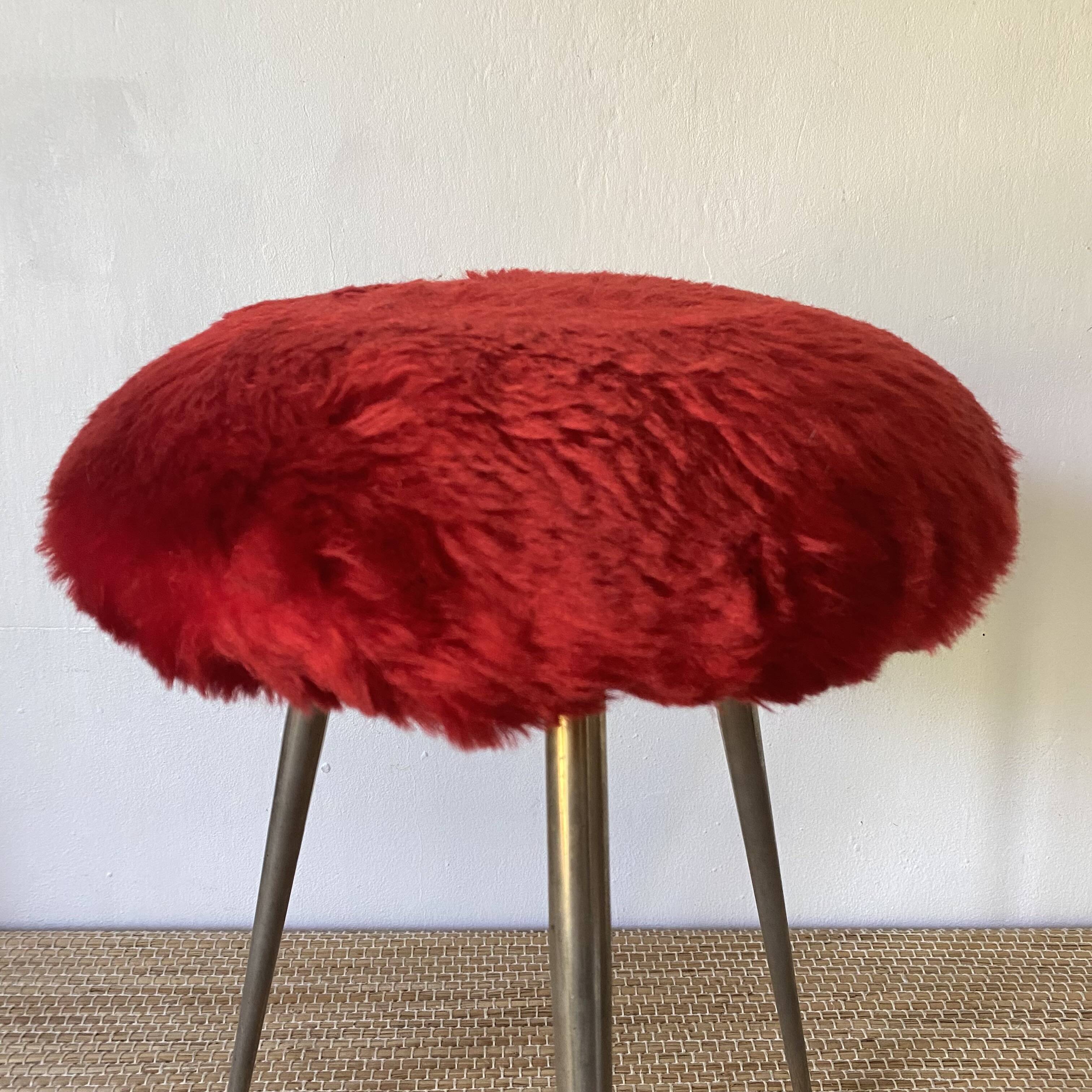 60s Mohair Tripod Stool