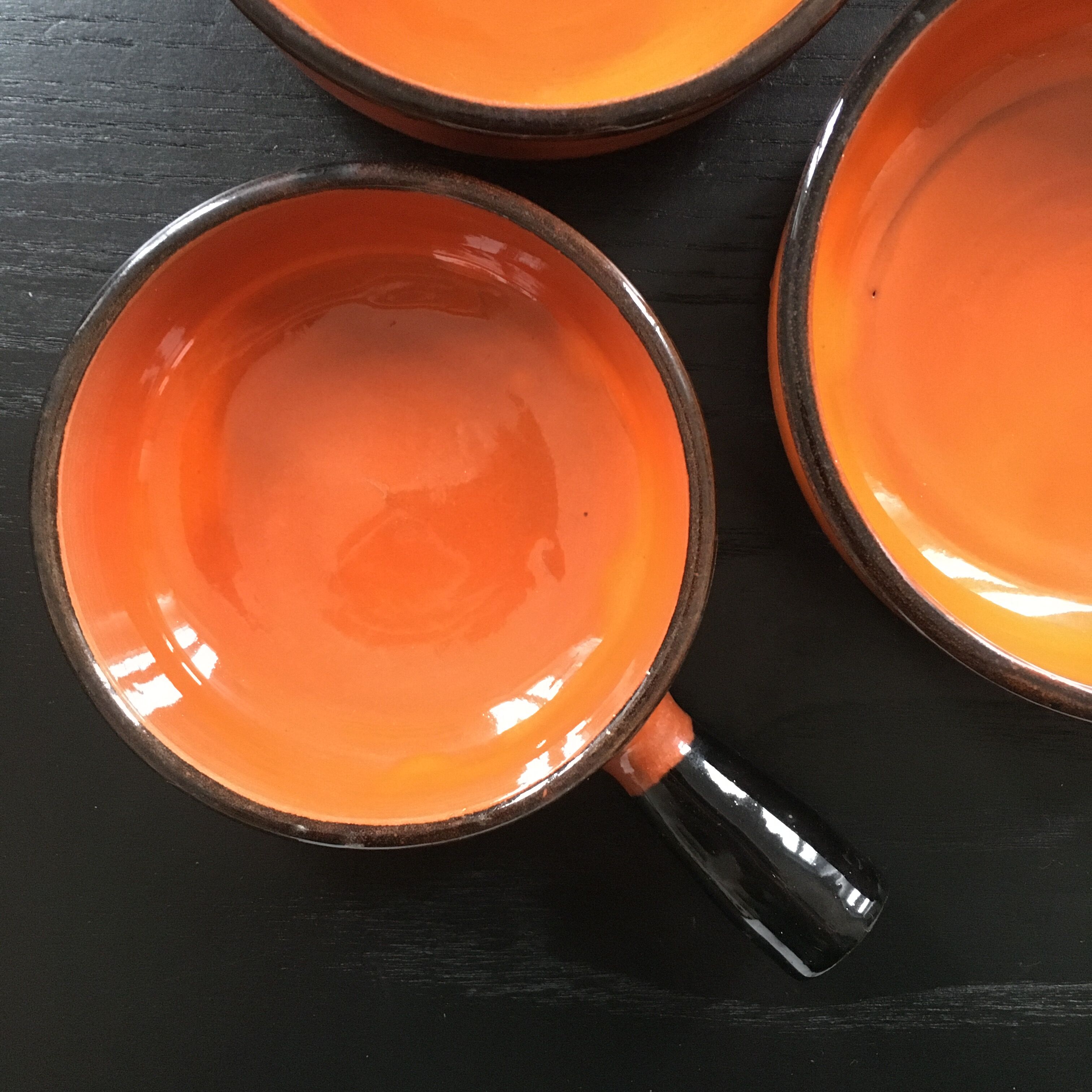 Lot 3 poêlons orange et noir