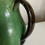 Vase pichet Etienne Noël à Dieulefit terre vernissée verte 1940