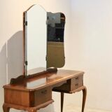 Coiffeuse hollandaise en acajou avec miroir à trois volets