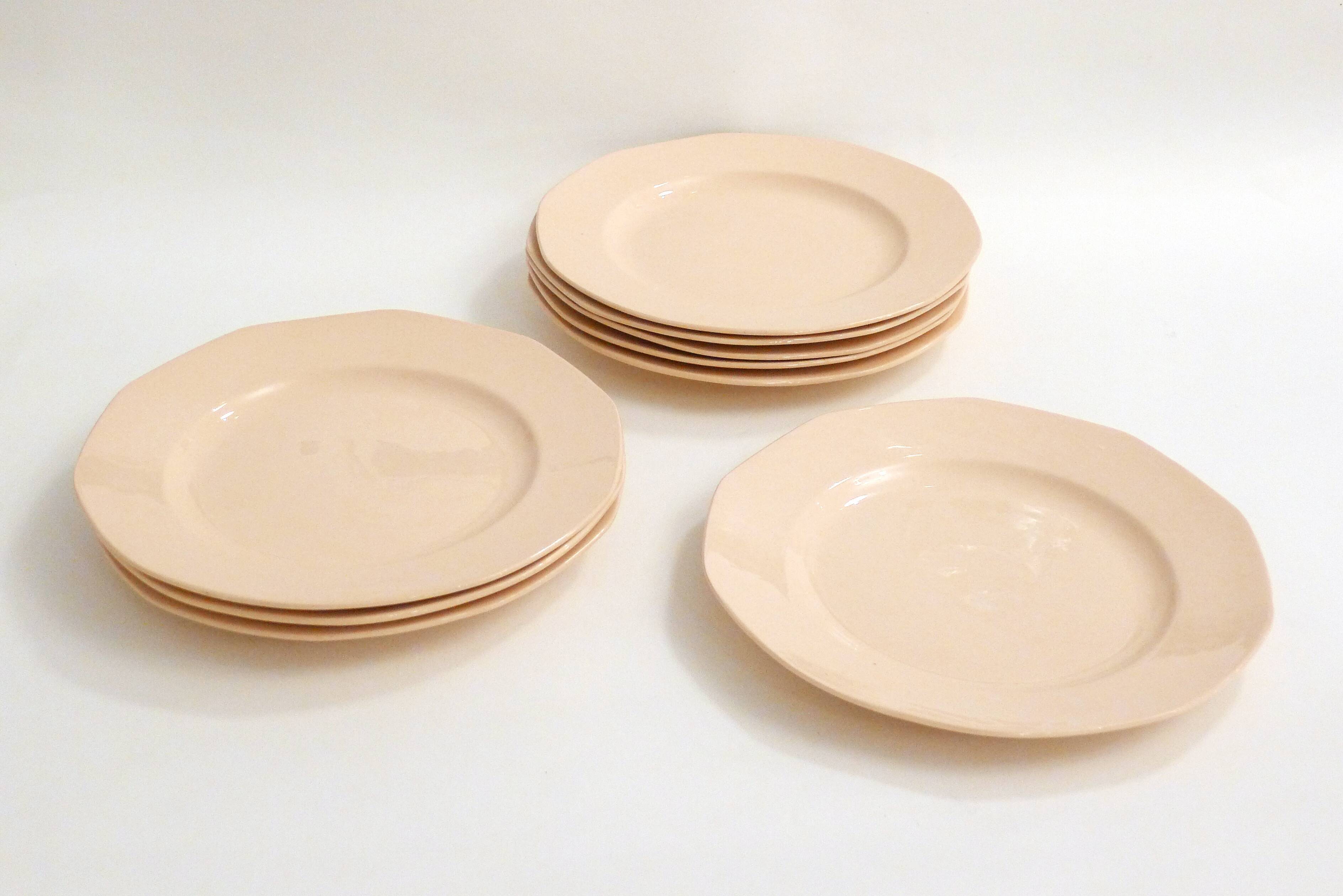 Set of 9 pink plates by Boch la Louvière