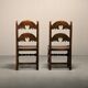 Pair Antique Yorkshire Back Stools / Side Chairs solid Oak, England 18th Ce