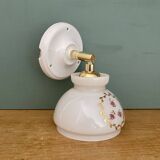 Vintage white opaline wall lamp with shade