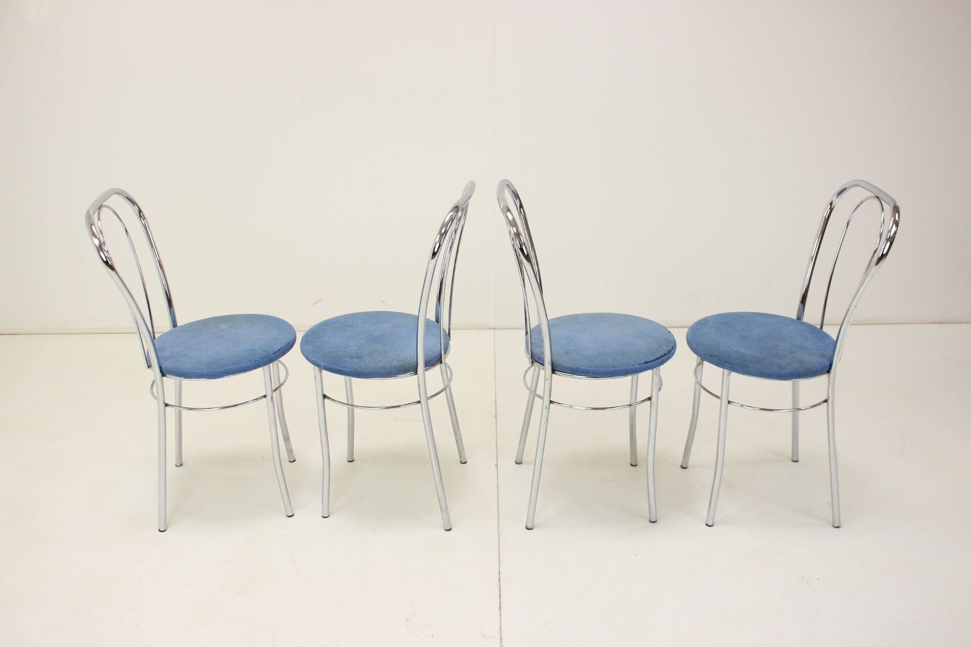 1980s Set of Four Chrome Dining Chairs, Italy