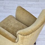 1960s, Danish armchair, honey-yellow furniture velour, original condition.