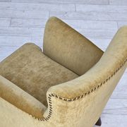 1960s, Danish armchair, honey-yellow furniture velour, original condition.