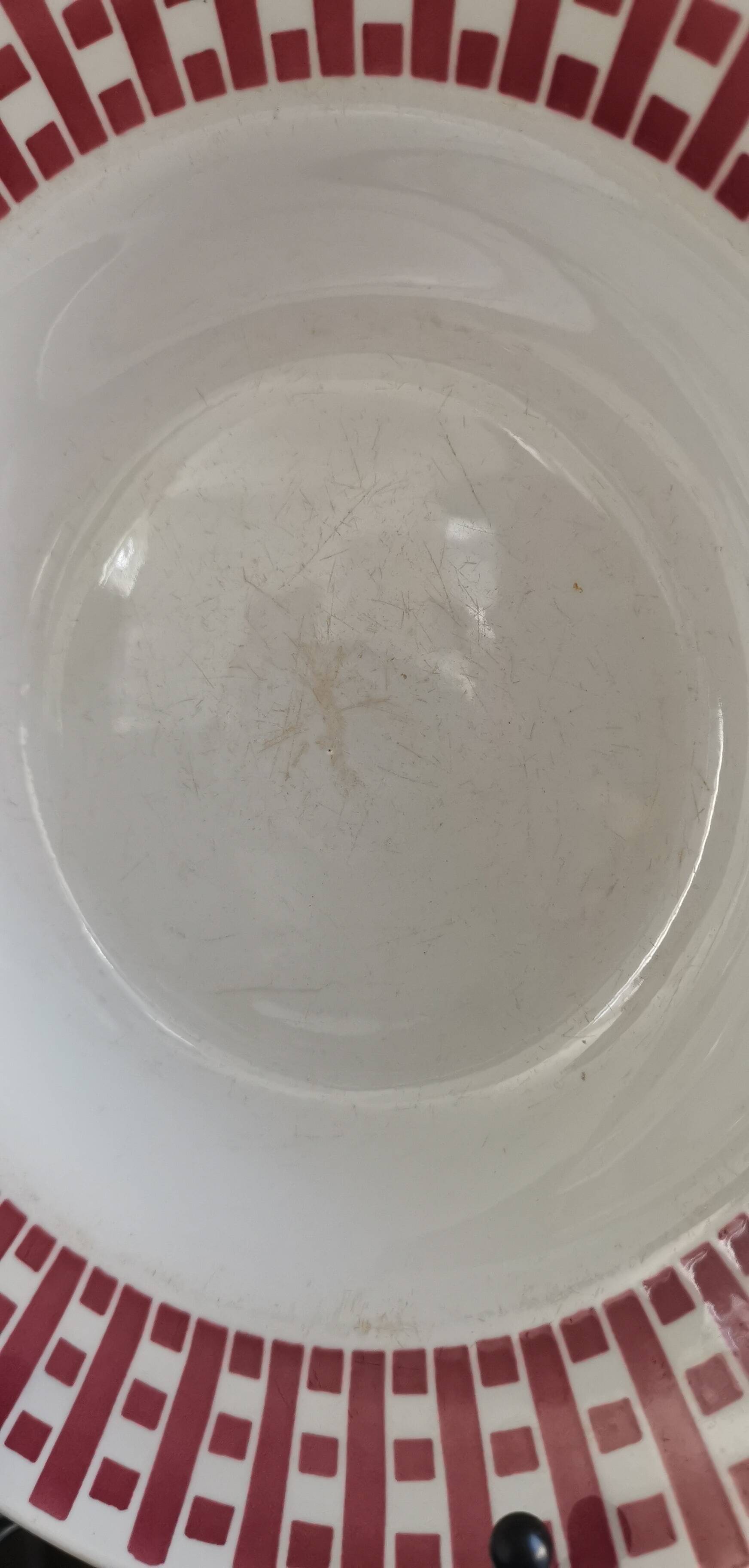 6 old plates mismatched geometric patterns Moulin des Loups, St Amand