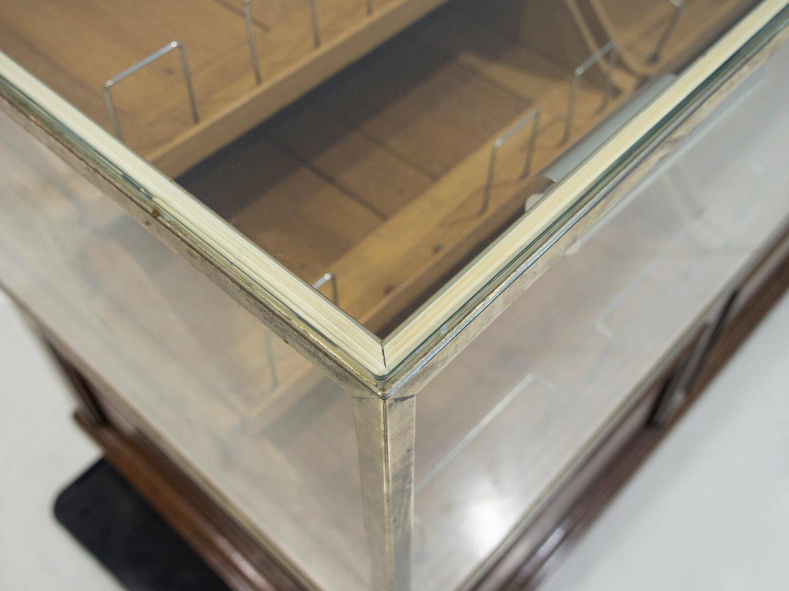 Shop counter made of birch and oak with twenty drawers, 1940s.
