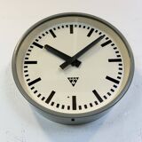 Industrial grey factory wall clock from pragotron, 1960s