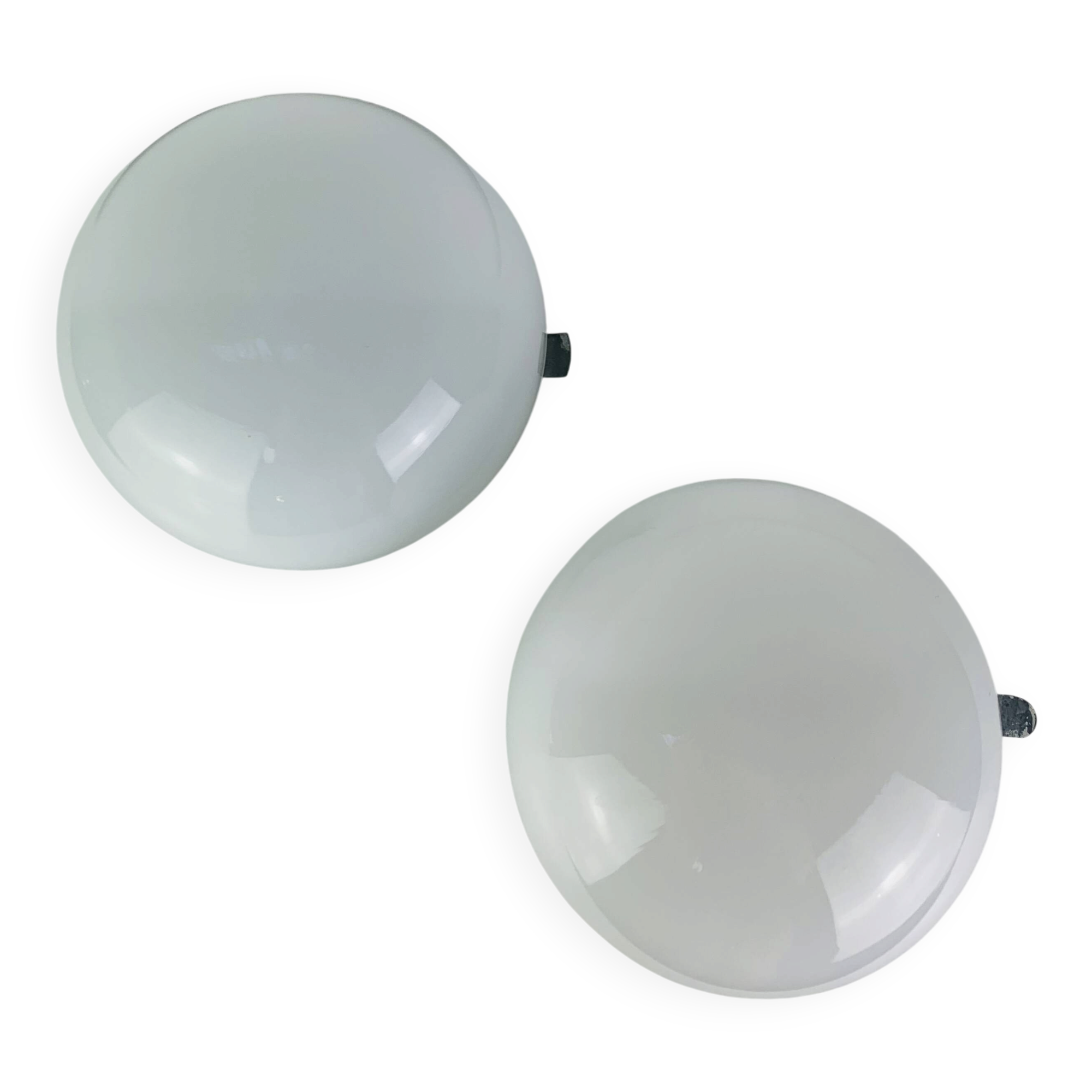 Pair of opaline ball wall lights, half-spheres, 1960s, vintage