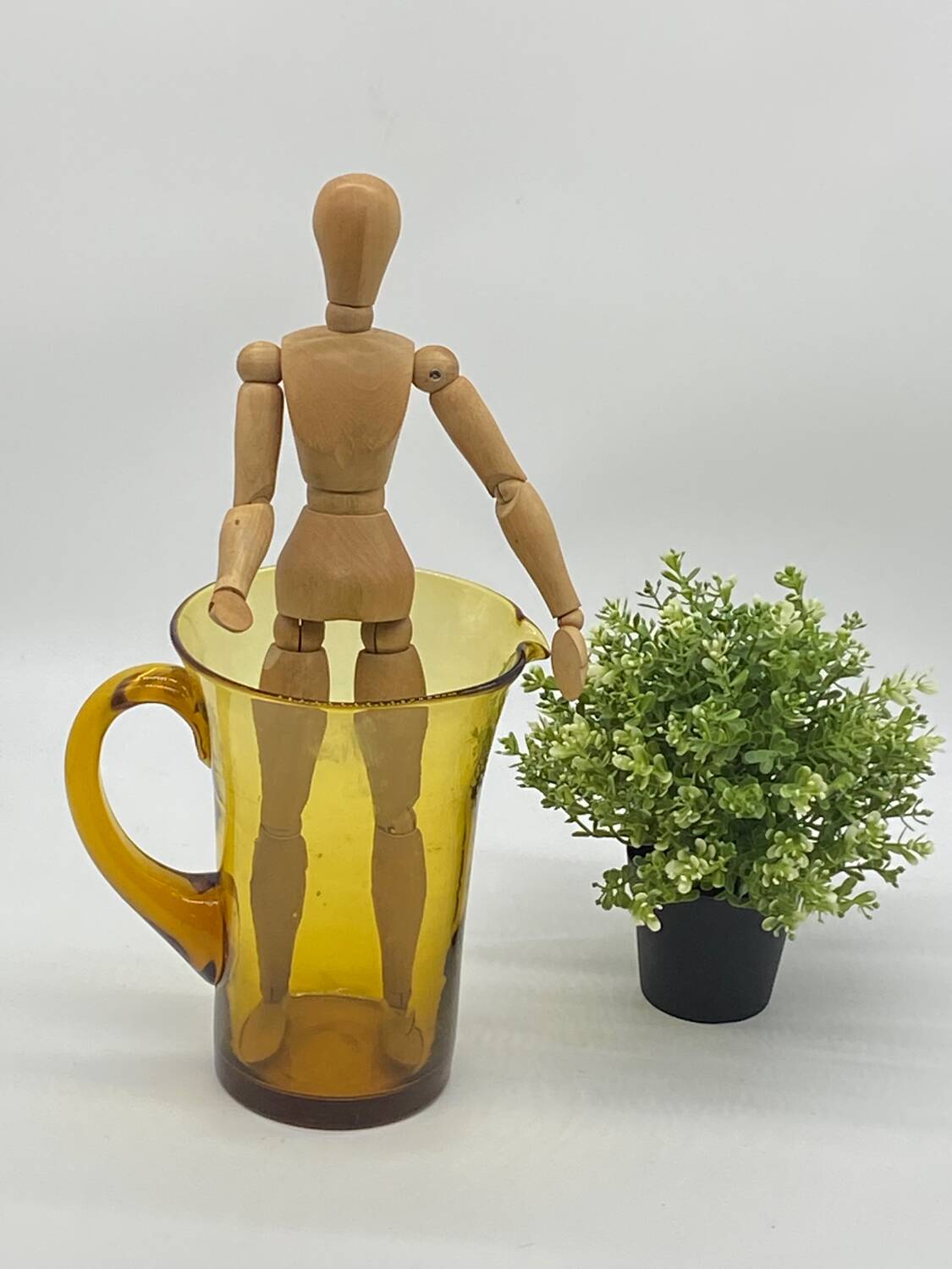 Vintage jug / pitcher / old amber glass / artisanal