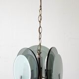 Pendant lamp vintga space age glass & chrome