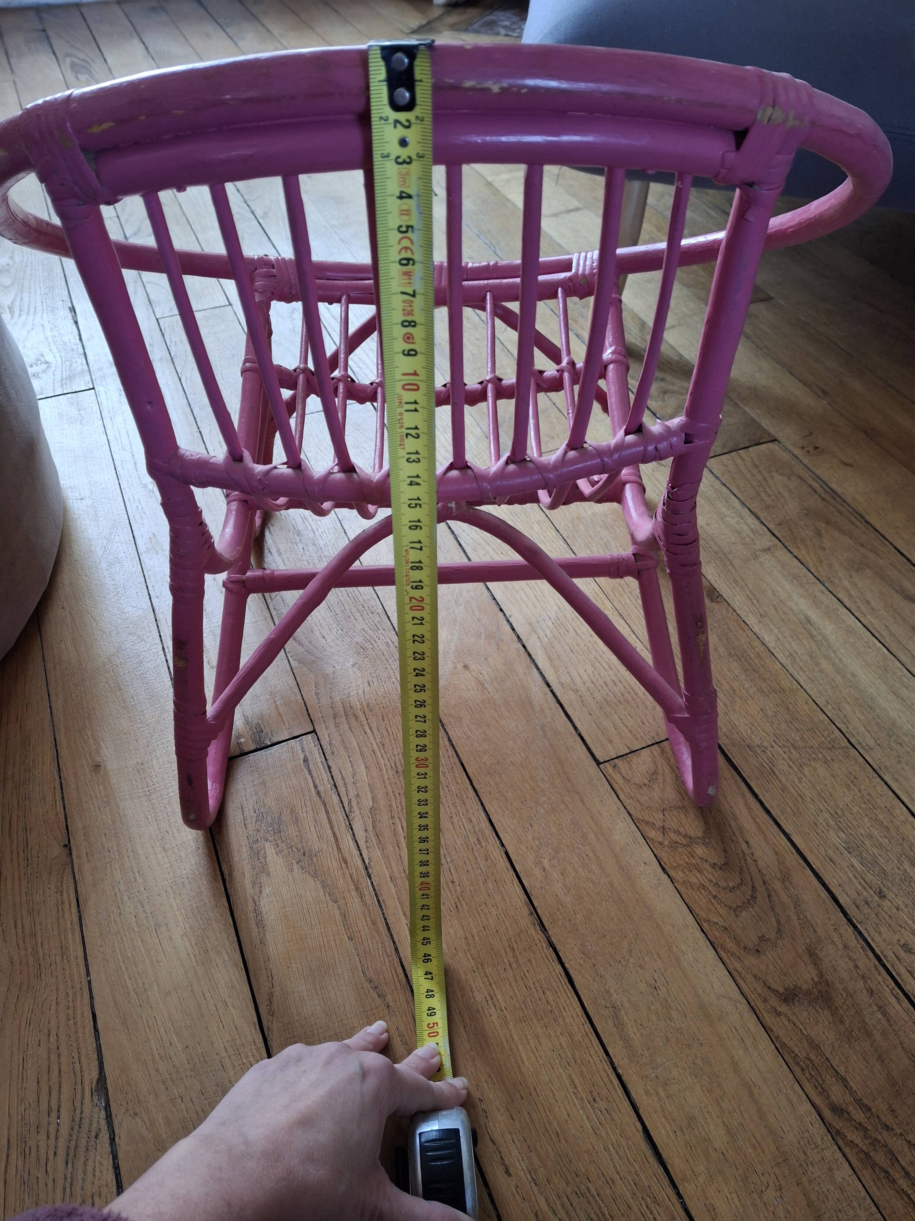 Pink rattan children's armchair