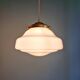 Pair of Art Deco pendant lights in white opaline.