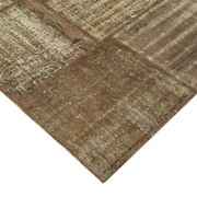 Handmade anatolian overdyed 196 cm x 302 cm brown patchwork carpet