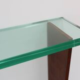 Console sculpturale Art Déco française avec plateau en verre, vers 1925