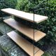 Wall shelf String lacquered metal black and light wood 1960