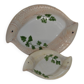 2 antique Italian ceramic fish dishes