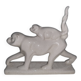 Art deco animal cracked ceramic sculpture La Louvière