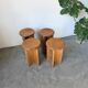Set of 4 oak stools from the 1950s, constructivist style.