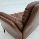Danish 2-seater sofa, original brown leather, 70s