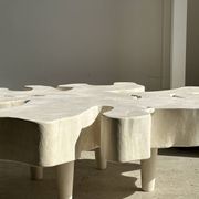 Très grande table basse en manguier blanchi plateau organique D:140cm