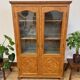 Antique marquetry wooden display cabinet
