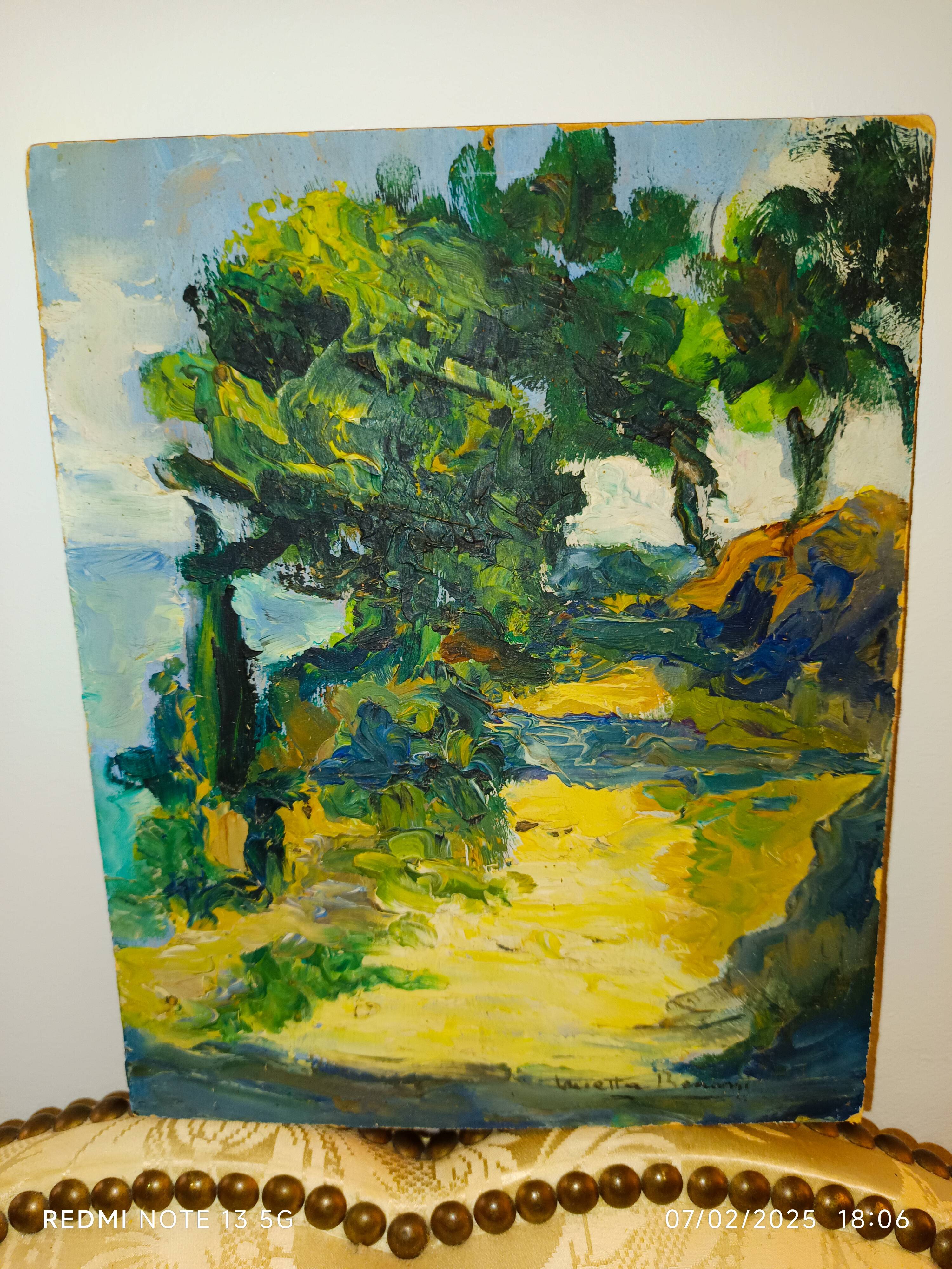 oil on panel by the Italian painter Mietta Benassi, 1950s/1960s