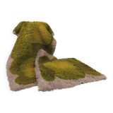 Pair of vintage Desso rugs from the 70s – moss green & beige