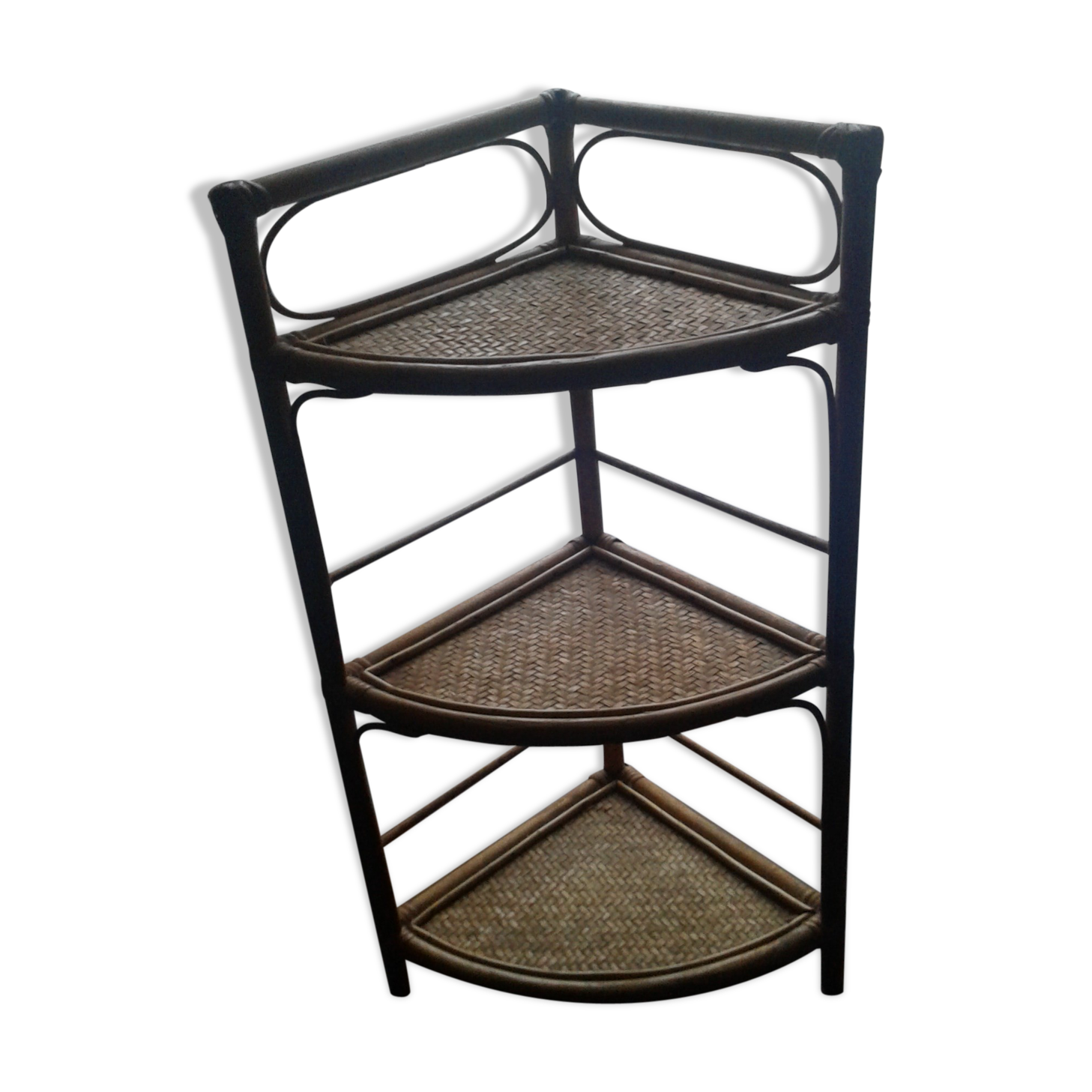 Rattan corner shelf