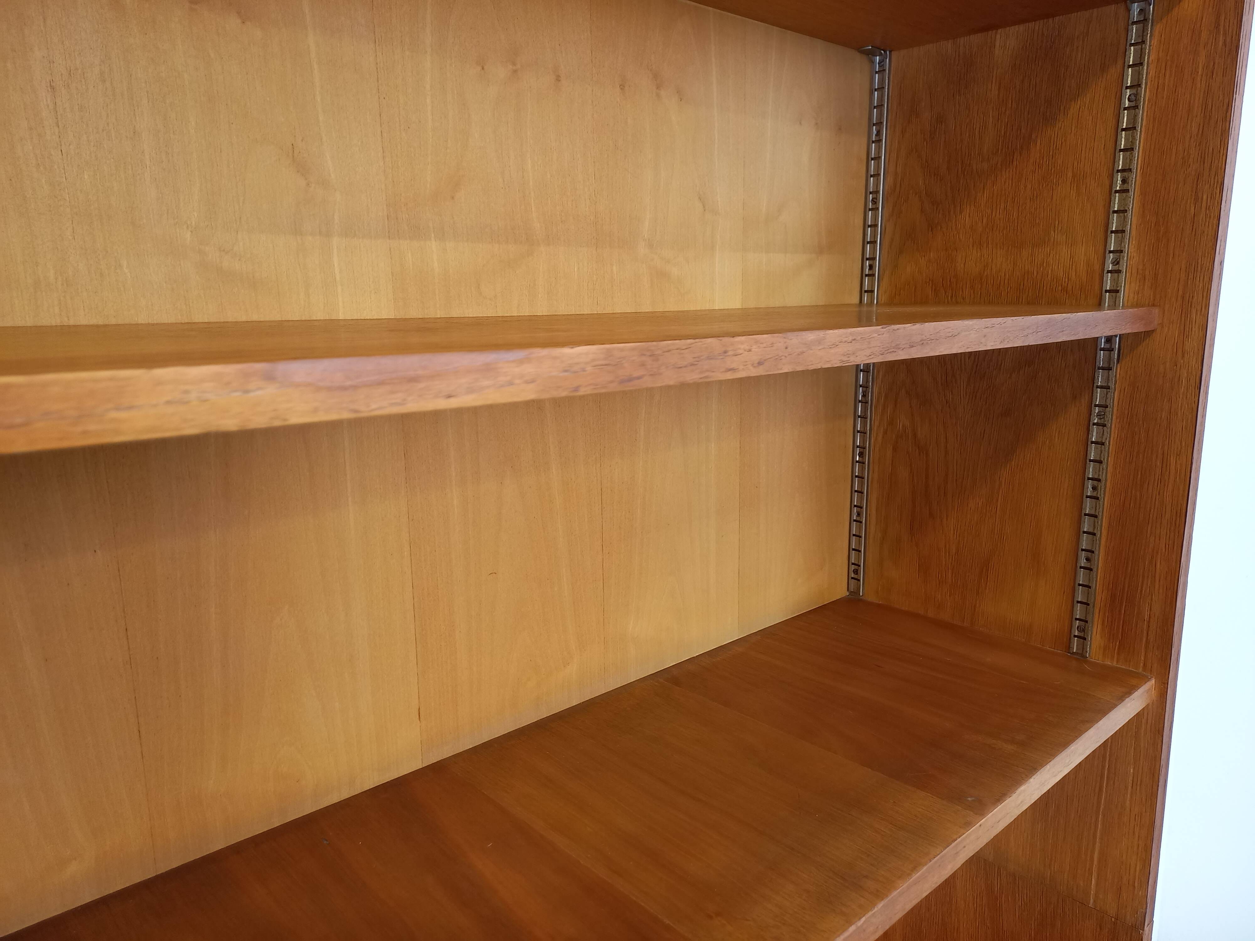 Large vintage oak wood bookcase shelf from the 50s 60s