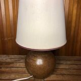 Old sandstone ball lamp + vintage white lampshade #a549