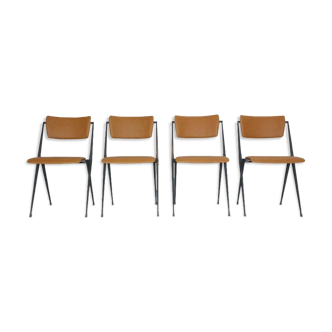 Wim Rietveld Set Of 4 Pyramide Chairs For De Cirkel, 1966 Netherlands