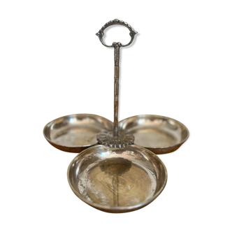 Servant dish in antique silver metal