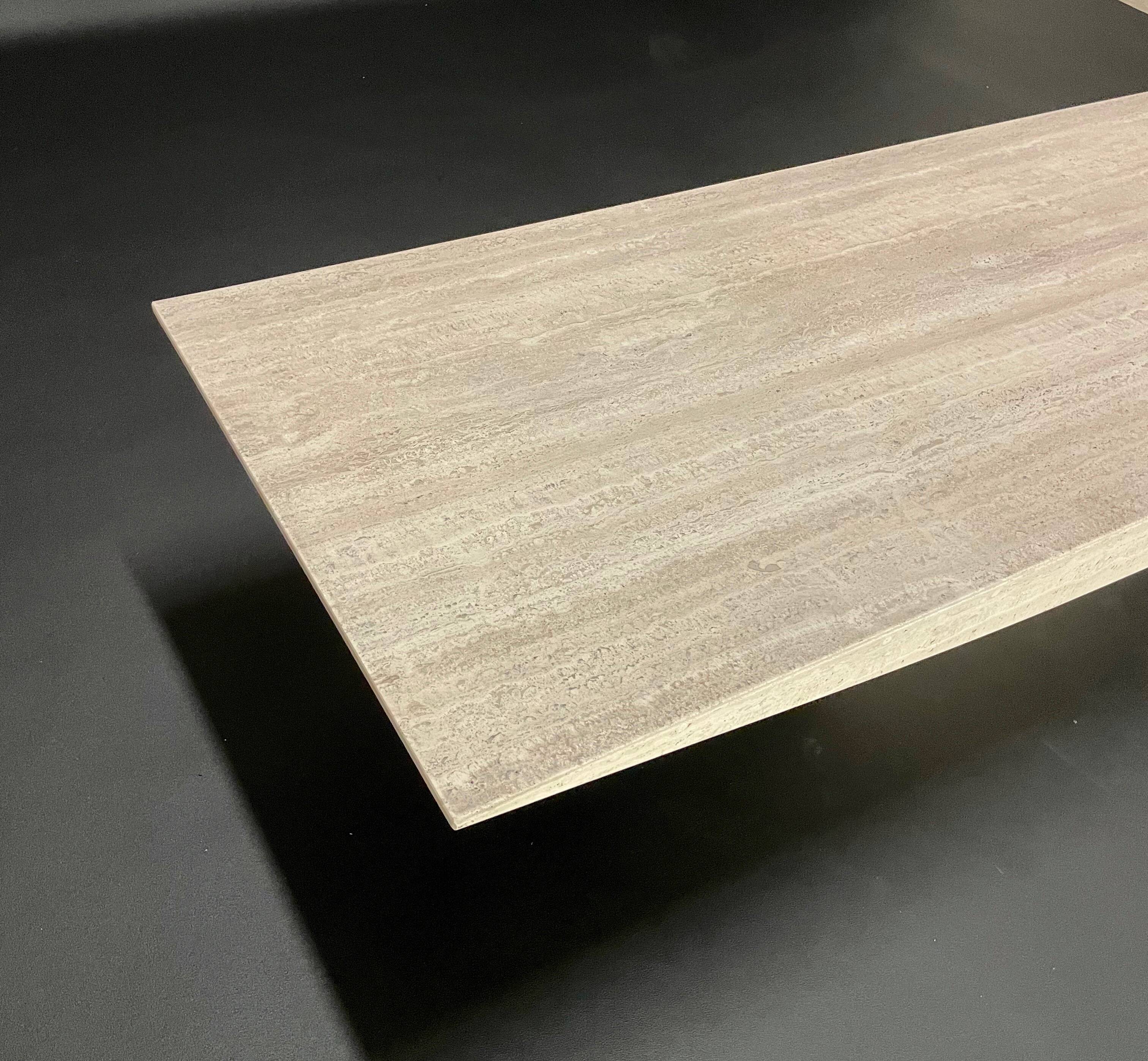 Large rectangular travertine coffee table by Claude Berraldacci, 1990s.