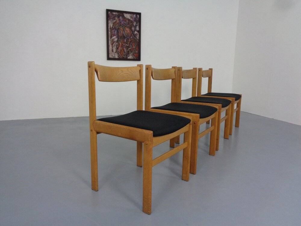 Danish Oak Dining Chairs, Set of 4, 1960s