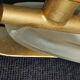 Shell-shaped wall lamp in frosted glass and vintage brass