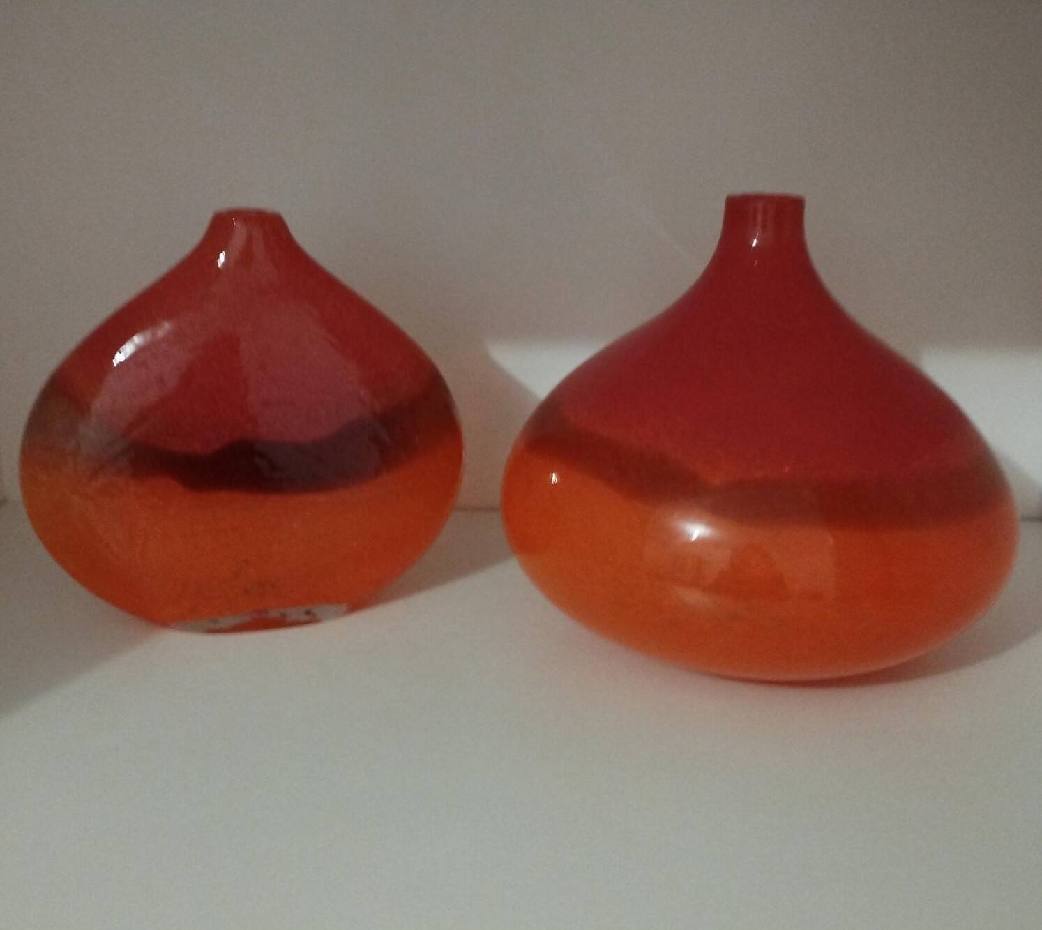Pair or 2 glass paste vases from the 80s vintage.