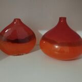 Pair or 2 glass paste vases from the 80s vintage.