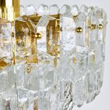 Large ceiling chandelier in gilded brass and glass Palazzo J.T. Kalmar, 1950s